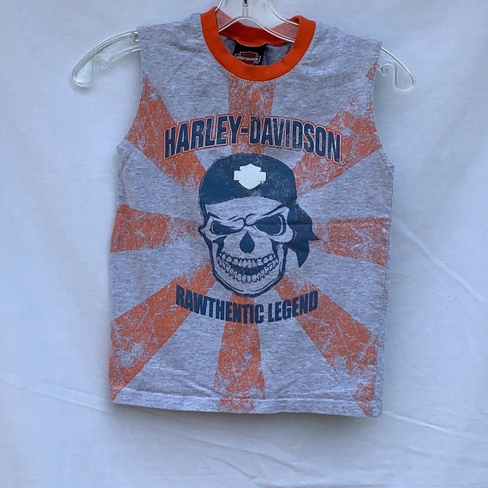 HARLEY DAVIDSON SLEEVELESS T SHIRT “RAWTHENTIC LEGEND” with skull